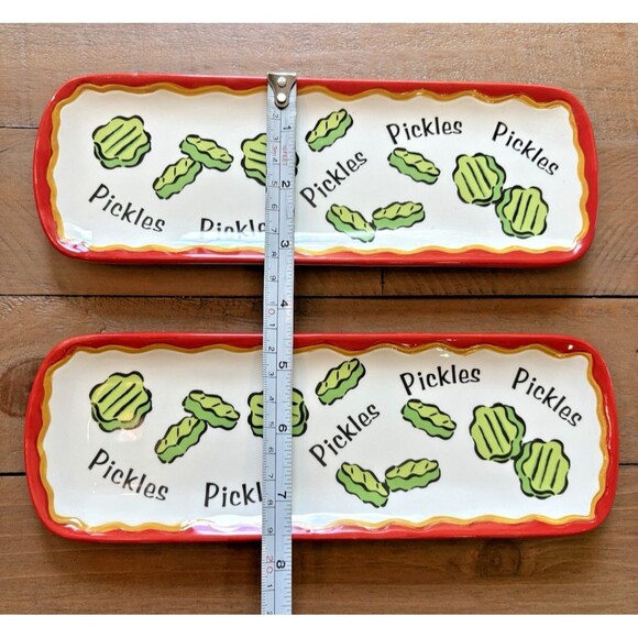 Bella Casa by Ganz Set of 2 Pickles Plates Used - Picture 11 of 12